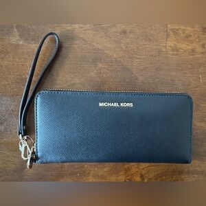 Michael Kors Black and Gold Zip Wallet